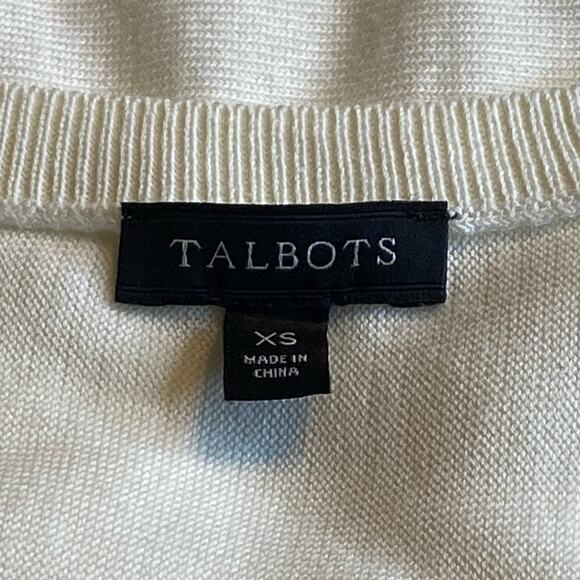 Talbots Cream Cotton/Rayon Lightweight Sweater with Crocheted Cuffs Size XS - Picture 5 of 6